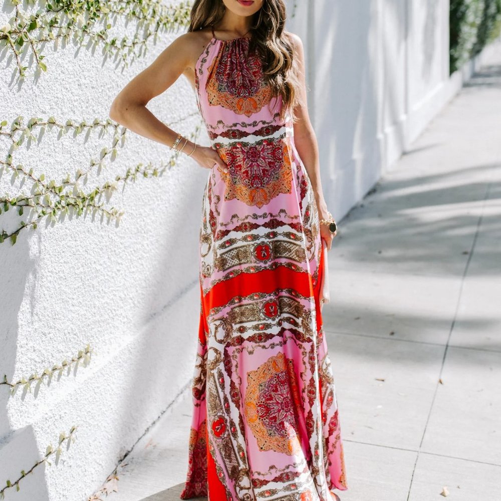 Vici Reina Printed Halter Maxi Dress